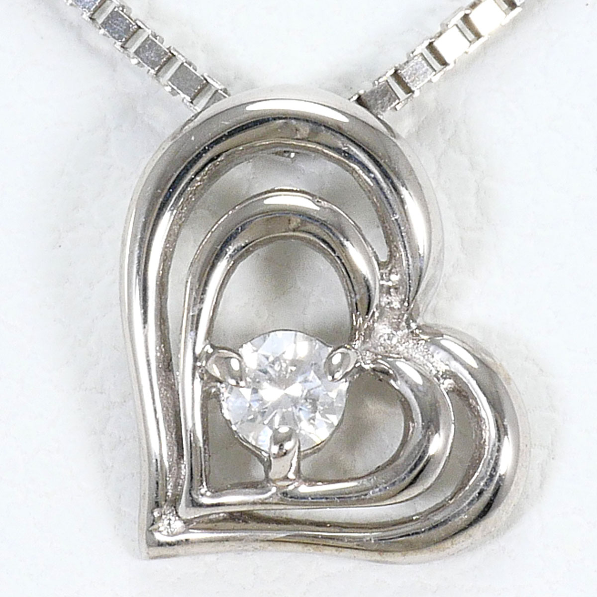 K14 14金 WG ホワイトゴールド ネックレス ダイヤモンド 0.05ct 総重量約1.8g 約39cm ジュエリー 中古