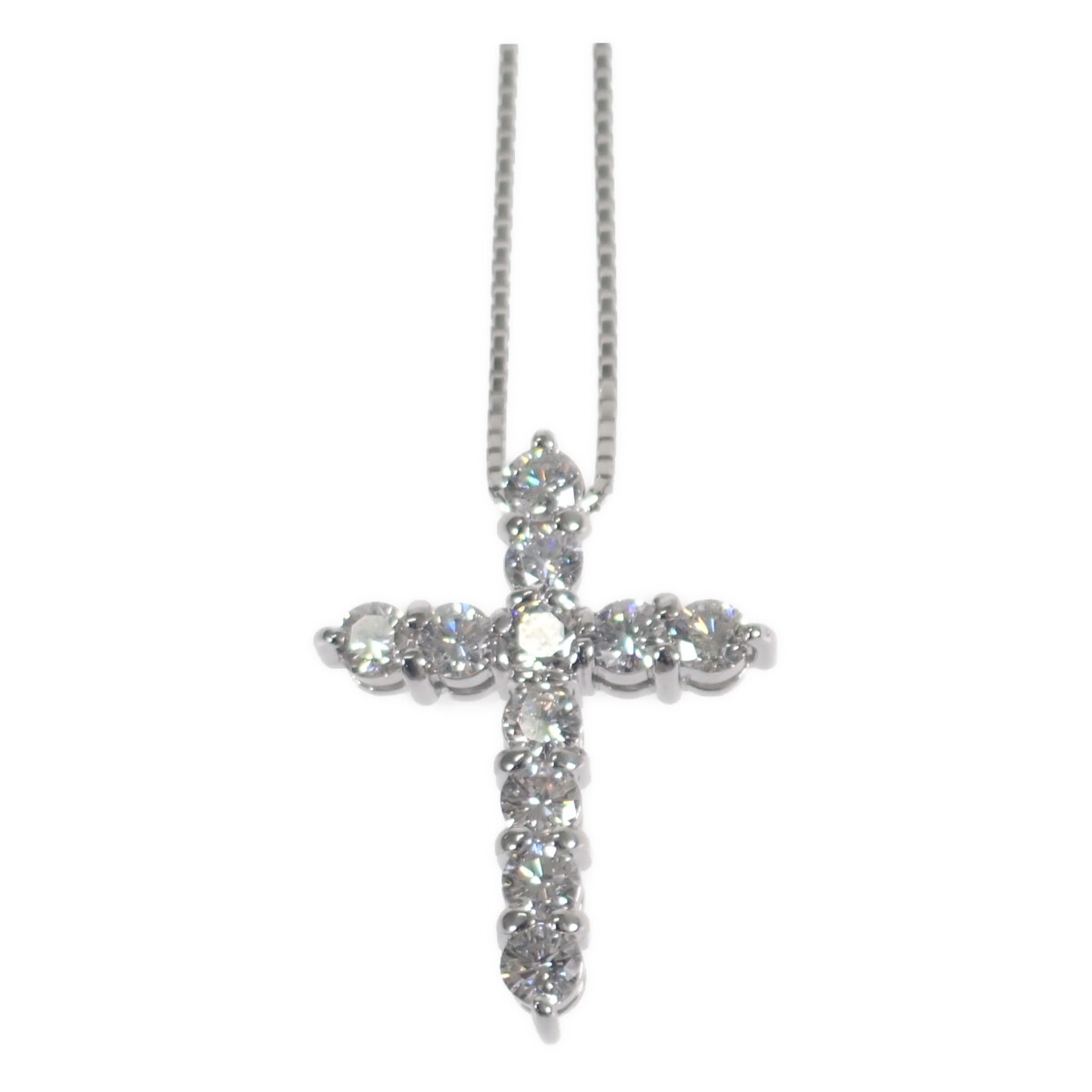 【Aランク】K18WG ホワイトゴールド クロス デザイン ネックレス ダイヤモンド 1.06ct
