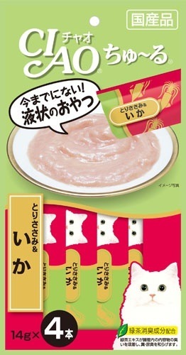 （まとめ買い）いなばペットフード CIAO ちゅる とりささみ＆いか 14gx4本 SC-79 猫用 [x24]