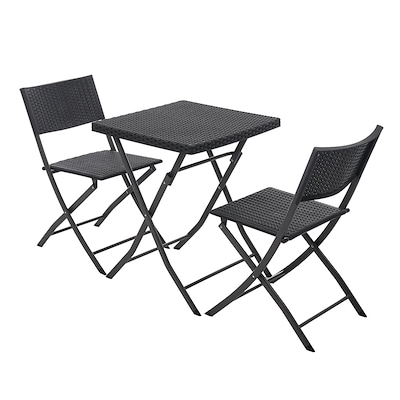 【国内即日発送】ガーデン テーブル セット 3点セット ラタン調 折りたたみ ガーデンファニチャー バルコニー アウトドア 屋外 省スペース コンパクト ベランダ