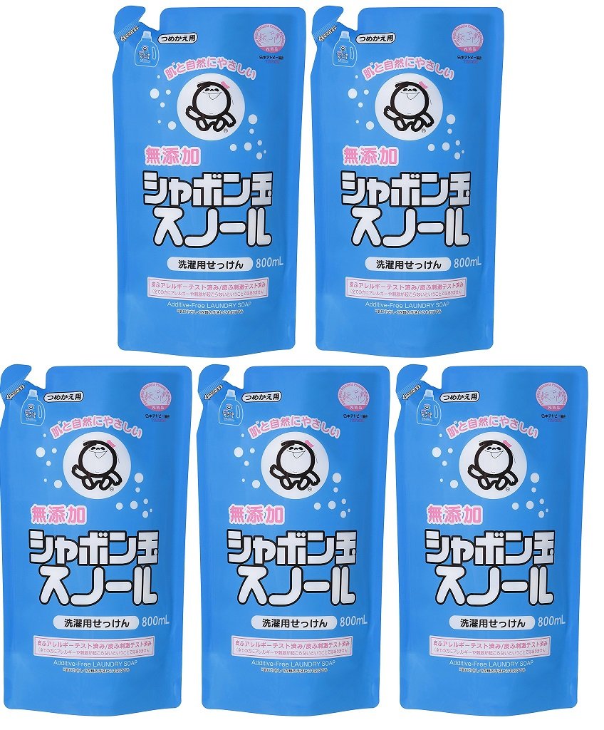 【まとめ買い】シャボン玉 衣料用液体洗剤 スノール つめかえ用 800ml×5個