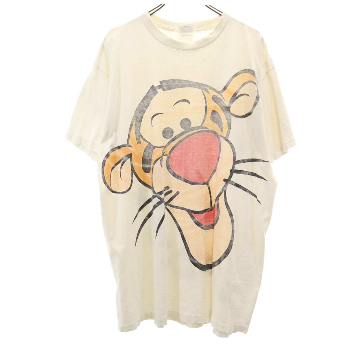 THE Disney STORE ザディズニーストア 90s オールド USA製 ティガー 半袖 シングルステッチ 両面プリント Tシャツ free ホワイト メンズ 古着