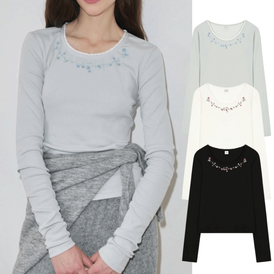 ★sinoon★Rose Flower Slim T-Shirt MUSINSA | SINOON Rose Flower Slim T-Shirt (Greyish Blue)