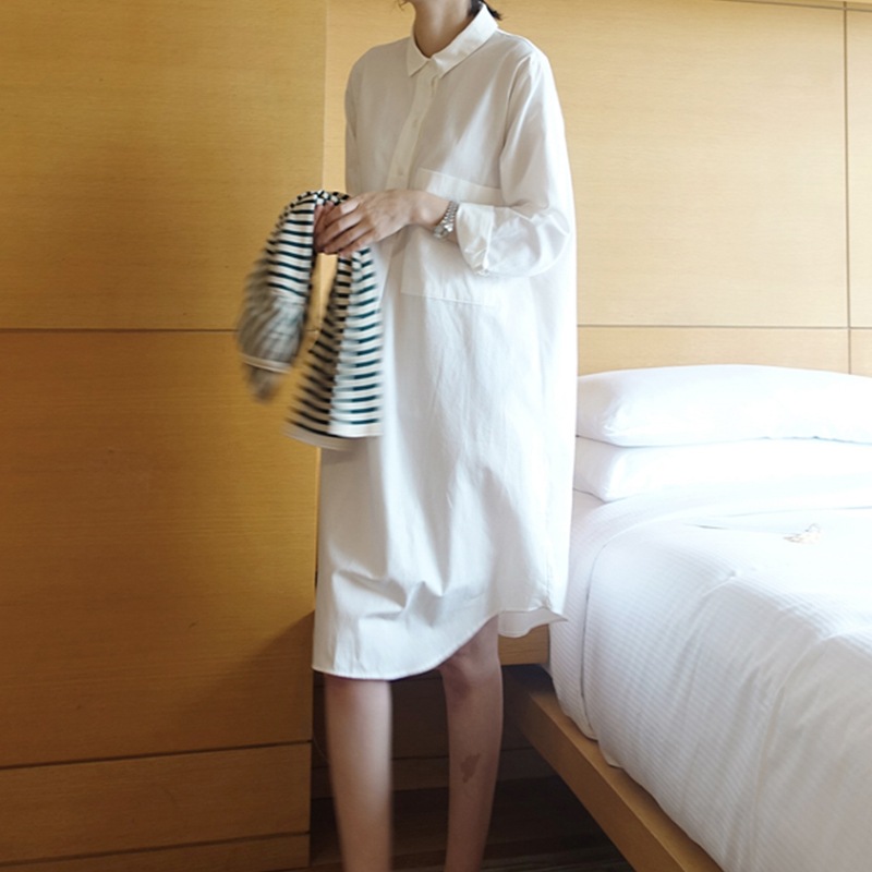 2wayシャツ ミディアムシャツ シャツワンピース 長袖 襟付き ハーフボタン 胸ポケット プルオーバー 可愛い かわいい 大人可愛い きれいめ シンプル 上品 おしゃれ かっこいい カジュアル