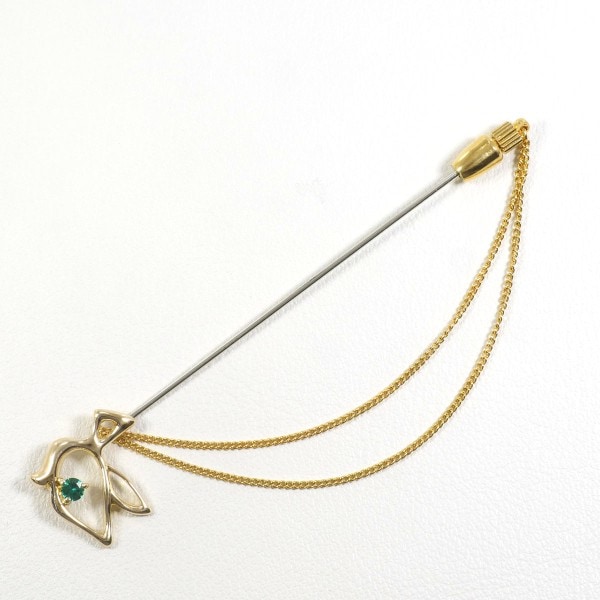 K14 14金 YG イエローゴールド 合金 ブローチ 天然石 総重量約2.8g ジュエリー 中古