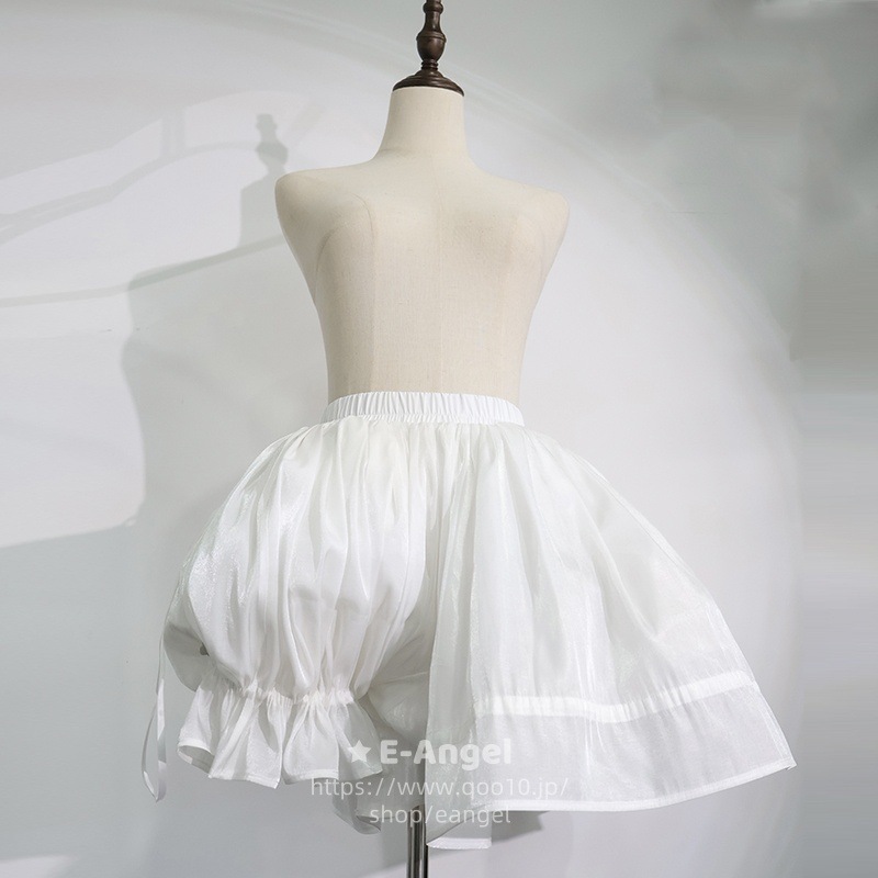 2way ロリータ パニエ スカート キュロットスカート ショートパンツ 黒 白 調節可 ボリュームパニエ 着丈36cm パンプキンパンツ 南瓜パンツ 独特開発 外出可/インナーパニエ可