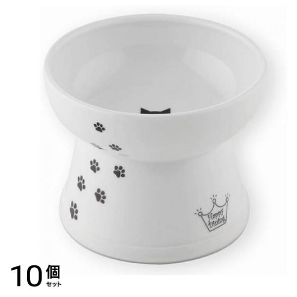 猫壱 猫用食器 ハッピーダイニング 脚付フードボウルL シリコン付き 猫柄 1組入 10個セット