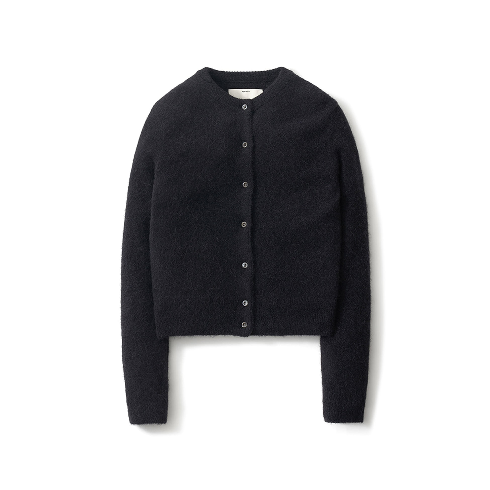 【POTTERY】 W ROUND NECK CARDIGAN : BLACK
