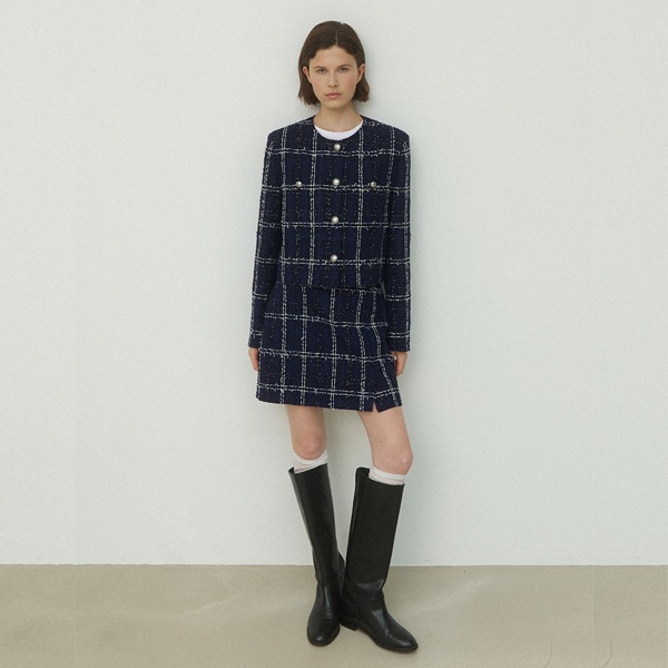 (SK-4964)NAUV CHECK SET-UP TWEED SKIRT 11,162円