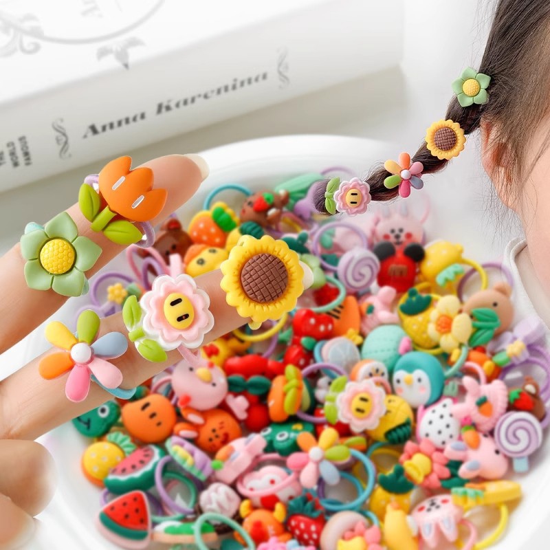 【1点ご購入 で10点プレゼントいたします】親指用ヘアバンド 毛を傷めず 小さなヘッドアクセサリー 子供用ゴム ラトルヘッド 女の子用髪を束ねるロープ 高弾力ヘアタイ