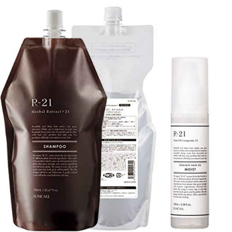 サンコール R-21 シャンプー 700mL + トリートメント 700g + ストレート ヘアオイル モイスト 100mL 詰め替え セット エイジング毛 ハリコシ ヘマチン ボリュームアップ 保湿