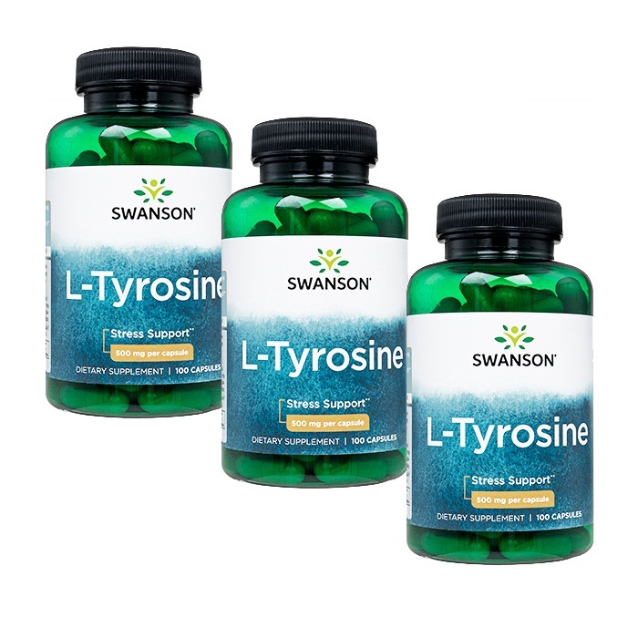 スワンソン　L-チロシン　500mg　100錠　3本　Swanson　L-Tyrosine　 海外直送　日時指定不可 国際郵便発送