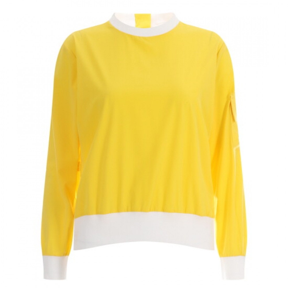 ショップアン レディース ラウンドバックジッパー 半オープン ゴルフ アウトドア 長袖 Tシャツ LB-WSH-416-イエロー