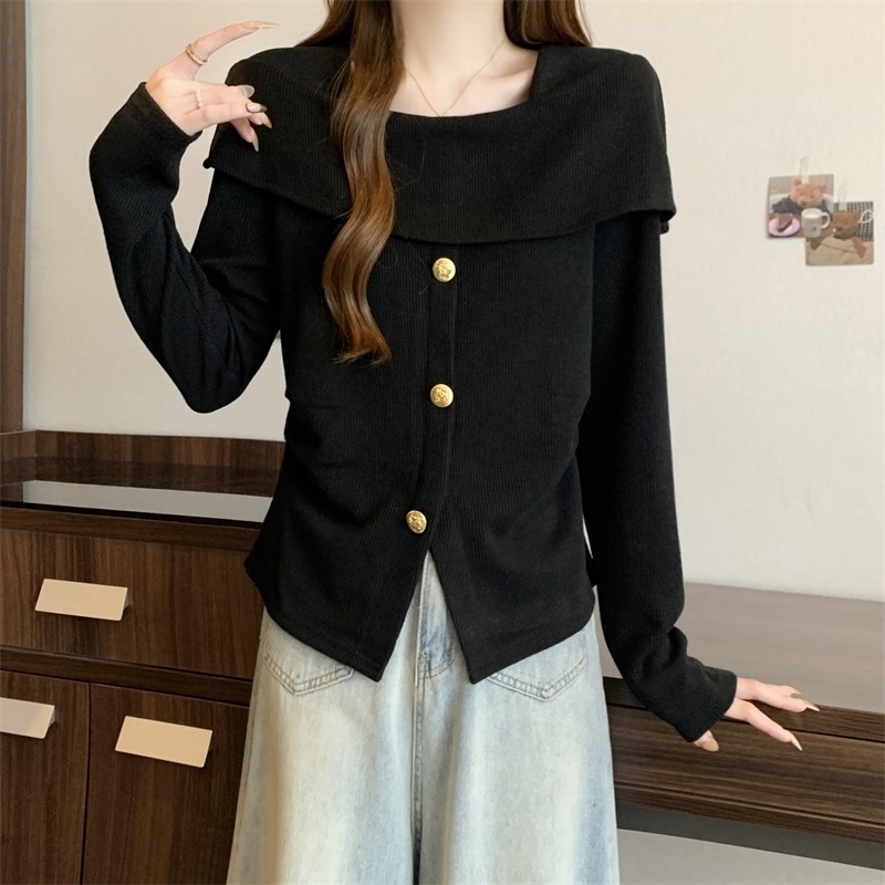 トップス ニットソー セーター プルオーバー 大きいサイズ ニットセーター スリムオフショルダー 長袖 襟付き カジュアル 大人 おしゃれ 大人女子 春 秋 冬 レディース お出かけ 休日 旅行