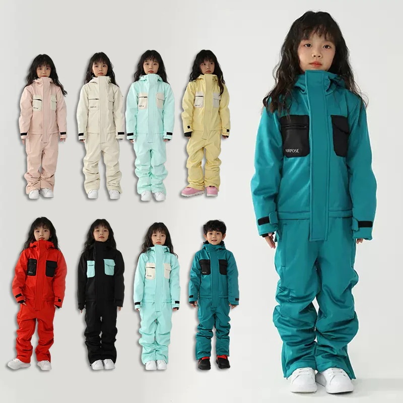 スノーボード ウェア キッズ つなぎ ワンピース 上下セット オールインワン セットアップ スノボウェア スキーウェア 女の子 男の子 子供 配色 2023 子どもウェア