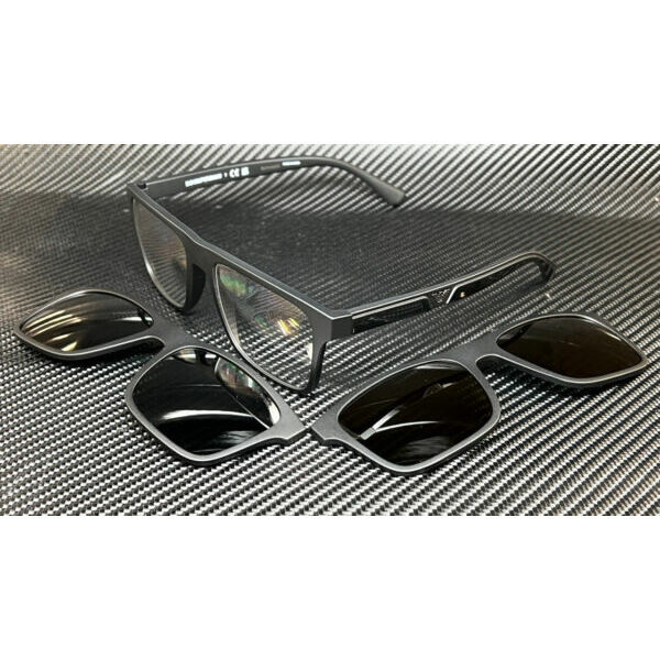 サングラス EMPORIO ARMANIEA4115F 58011W Rectangle Matte Black Clear 54 mm Mens Sunglasses