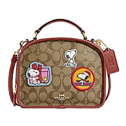 PEANUTS LUNCH PAIL IN SIGNATURE CANVAS WITH PATCHES ショルダーバッグ シグネチャー スヌーピー ランチ ペール CE847 CE847