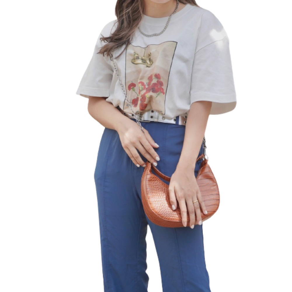 Red Flower Photo Big Tee (white) A,D,G レディース トップス
