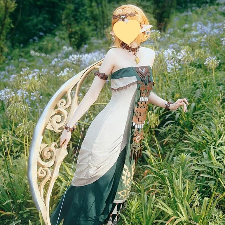 コスプレ コスチューム ゼルダ ぜるだ Zelda ゼルダ姫 ゼルダの伝説 ティアーズ オブ ザ キングダム 公式服 コスプレ服 コスプレグッズ コスプレ変装服 かつら付き 妖精の耳付き