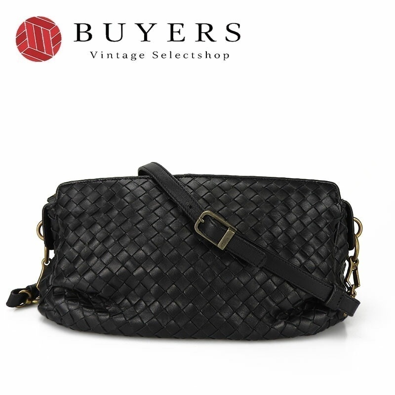 中古 BOTTEGA VENETA ボッテガヴェネタ イントレチャート 192661 ショルダーバッグ ブラック 黒 BLACK メンズ レディース ユニセックス BAG Shoulder bag l