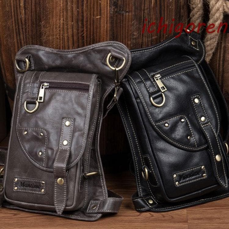 メンズ レッグポーチ レッグバッグ ボディバッグ 本革 オシャレ 多機能 オシャレ コーディネート 鞄 バイク 自転車 登山 ポーチ 釣り サバゲー
