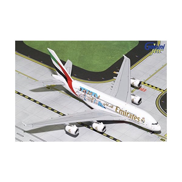 GeminiJets Emirates A380 A6-Eug Real Madrid 1:400 Scale Diecast Model Airplane 1， White 並行輸入品