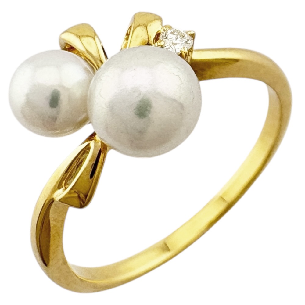 ミキモト リング 指輪 8.5号 18金 K18イエローゴールド ダイヤモンド MIKIMOTO 中古 美品