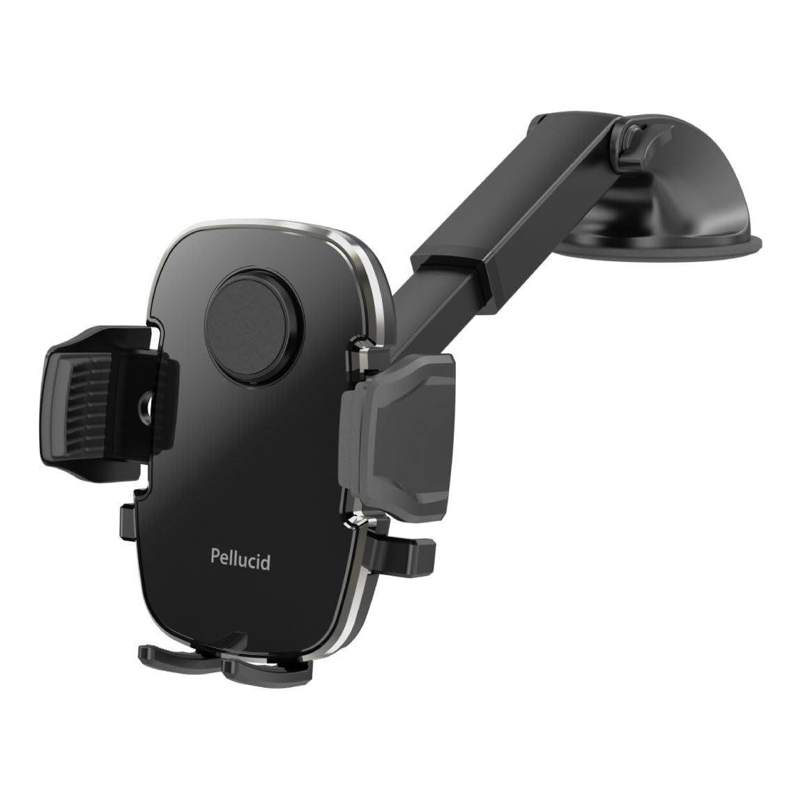 ペルシード(Pellucid) 車内用品 車載スマホホルダー ダッシュボード強力吸盤取付 片手ワンタッチ開閉スマホホルダー 手帳型ケース 縦横置き対応 ロングアーム PPH2108