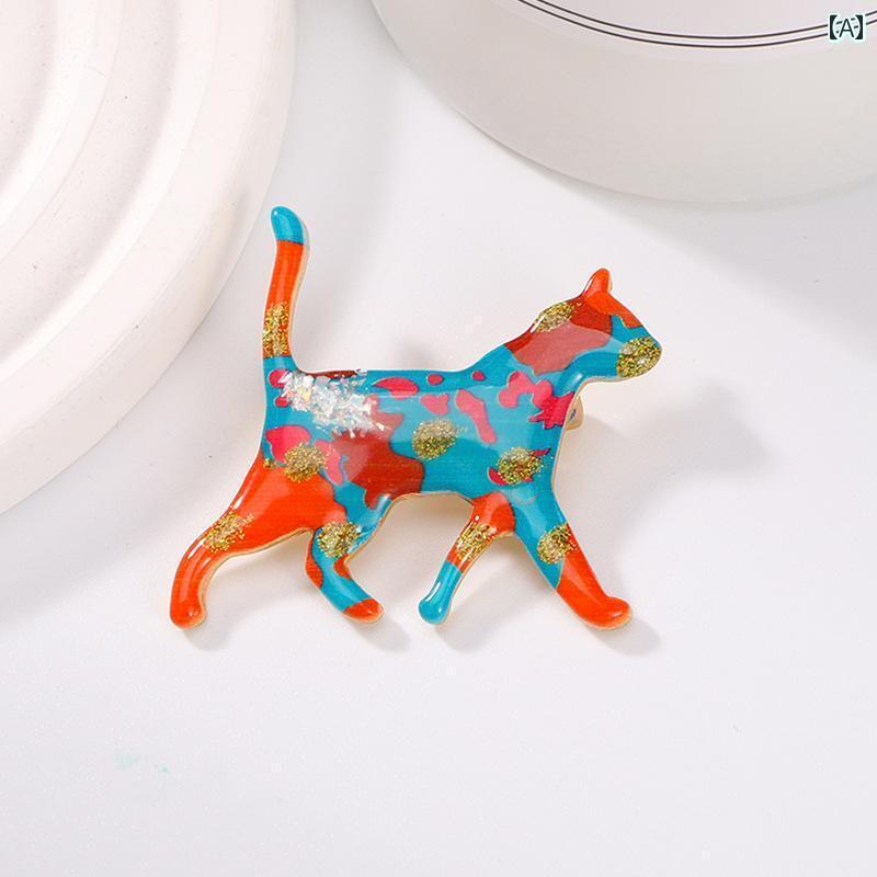 猫 ブローチ かわいい スーツ アクセサリー レディース 動物 胸飾り 装飾品 シンプル カラフル 子猫 コサージュ アクセサリー 女性用 ピン バッグ バックル