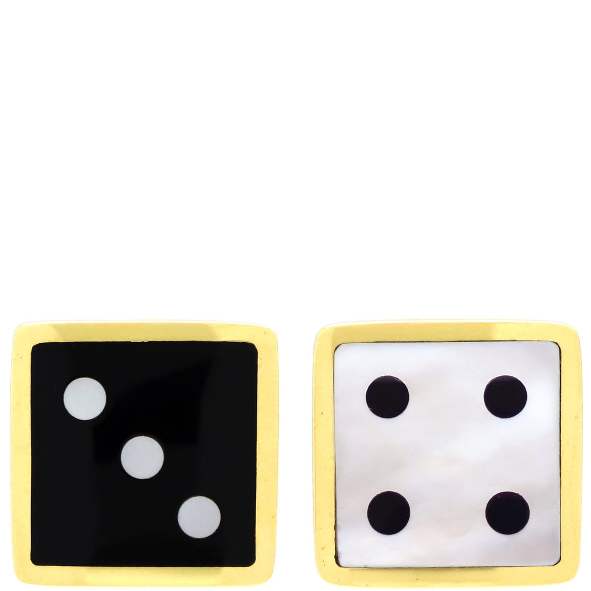 ティファニー Tiffany & Co ピアス ヴィンテージ サイコロモチーフ K18YG オニキス マザーオブパール ホワイトXブラックXイエローゴールド 黒 白 ダイス 【中古】