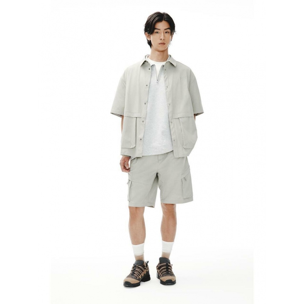 H&M ユーティリティショーツルーズフィットライトカーキグリーン 1339820002