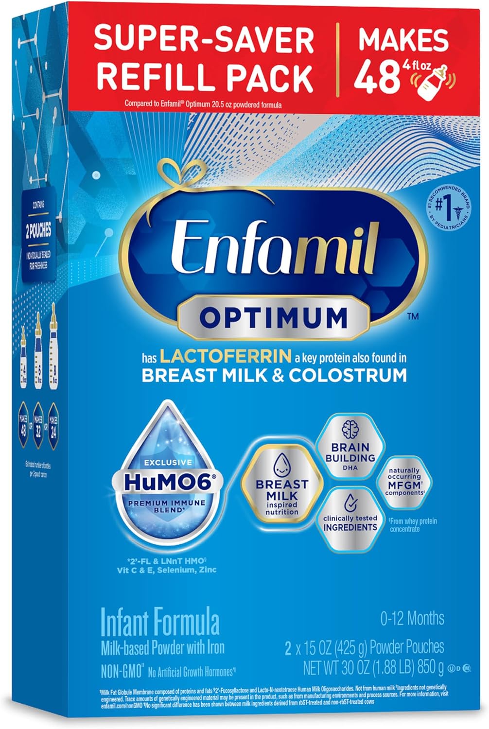 Enfamil Optimum (Enspire) Our Closest Formula to Breast Milk Lactoferrin DHA Baby Formula, 30 Oz