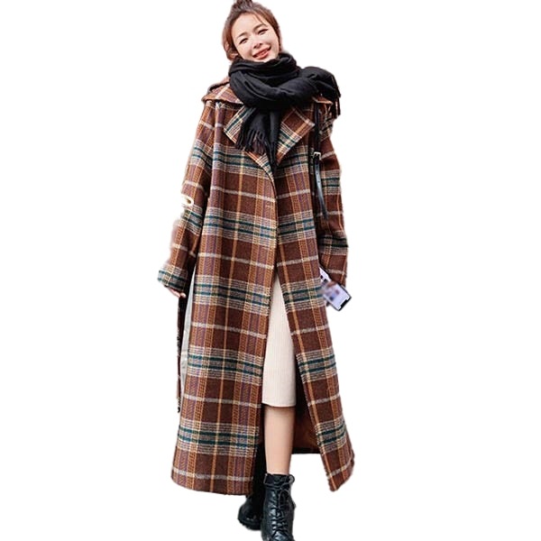 ロングチェスターコート レディース 秋冬 アウター ぽっちゃり オーバーサイズ カジュアル チェック