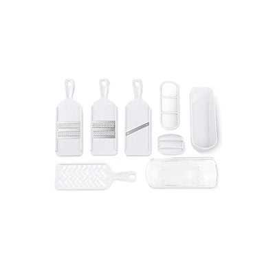 他サイト： 貝印 KAI 調理器セット SELECT100 DH3027 セレクト100 多機能スライサー おろし器 せん切り器 細せん切り器 指ガード 収納ケース スライサーの商品画像