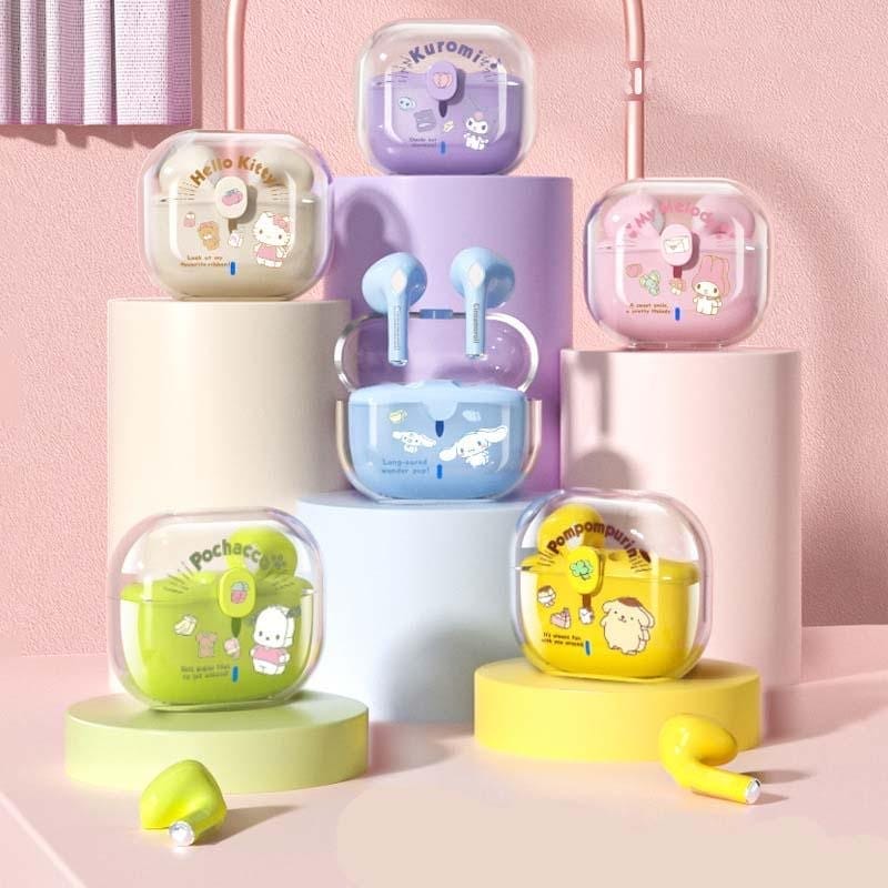 【急速出荷!】シナモロール イヤホン ワイヤレス 無線 bluetooth 5.0 透明 オシャレ 便利 マイメロ キティ クロミ 自動ペアリング 萌 カワイイ 片耳 両耳 左右分離型