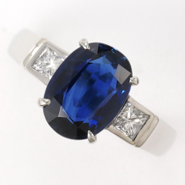 PT900 プラチナ リング 9.5号 サファイア 2.11 ダイヤ 0.276 カード鑑別書 中古