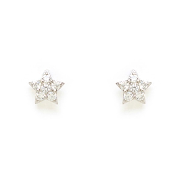 リボン済＆紙袋 4c ピアス 正規品 レディース 星モチーフ 4度 女性 プレゼント ギフト K10ホワイトゴールド 祝い 喜ばれるギフト
