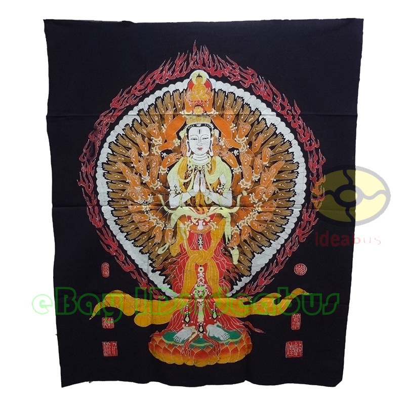 Chinese Folk Art Wall Decor Hanging Batik Tapestry 1000 Hands Guanyin Buddha Thousand-handed Goddess
