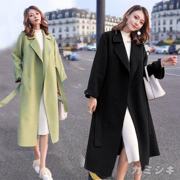 チェスターコート ロング丈 トレンチコート レディース 秋 冬 コート アウター ラシャ ベルト付き