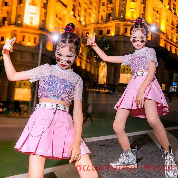 25モデルダンス 衣装 キッズ 韓国 ジャズダンス チアガール ガールズ ピンク トップ ショーツ セットアップ へそ出し ヒップホップ 演出服 舞台服 発表会 団体服 応30パーセント积分