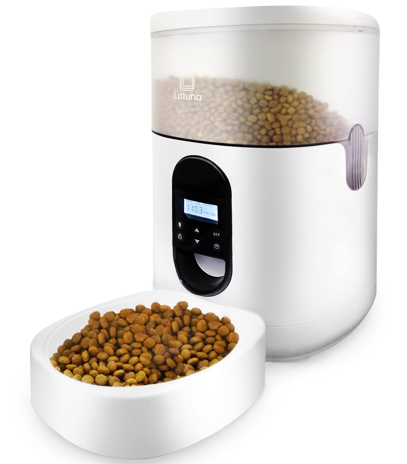 【小動物看護士監修】 自動給餌器 猫 餌 小動物用 自動餌やり機 給餌器 犬 [Latuna ラチュナ] ４L大容量 タイマー式 給電 (透明)