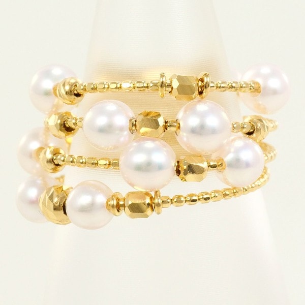 K18 18金 YG リング 指輪 フリーサイズ パール(真珠) 約3.5mm ジュエリー 中古