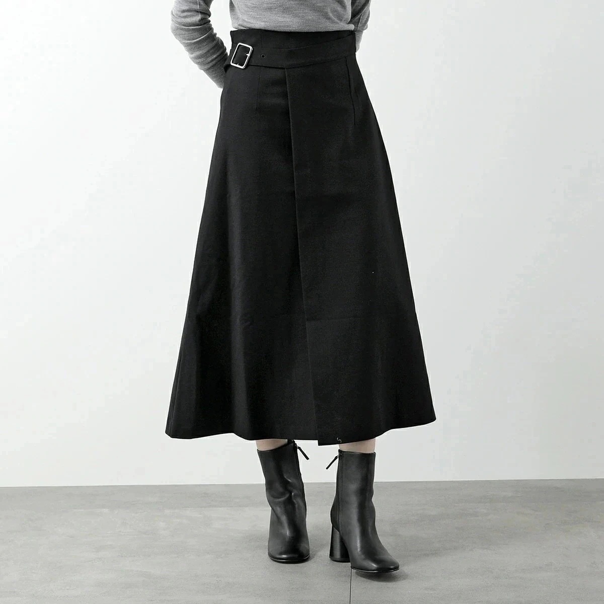 MEIMEIJ メイメイジェイ フレアスカート M4IA14 レディース ラップ風 Aライン ミディアム丈 ミモレ丈 ストレッチ 100