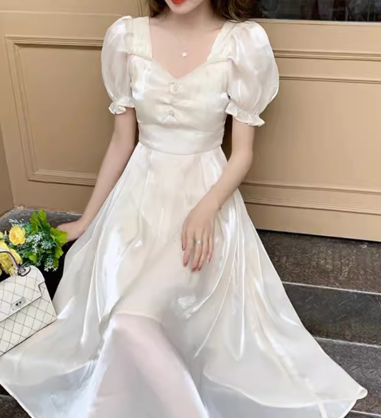 ワンピース デート モテアイテム ロングワンピース 光沢感 シフォン フレアスカート 大人可愛い きれいめ 上品 おしゃれ かっこいい 大人可愛い ラブリー キュート ガーリー クール モード系