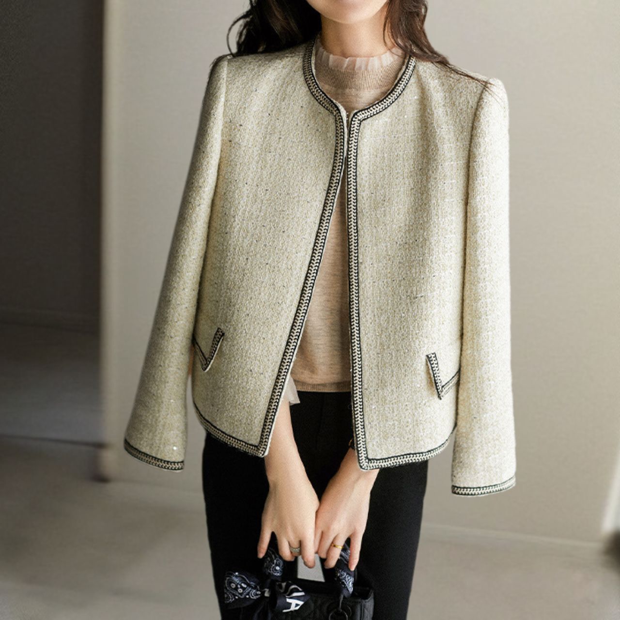 ジャケット レディース アウター 上着 ノーカラー 刺繍 ツイード ラメ きれいめ 上品 おしゃれ こなれ感 エレガント フォーマル キュート 都会的 ラグジュアリー 夏 秋 卒業式 謝恩会 二次会