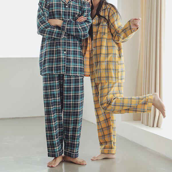 ミロチェックパジャマ上下セット 男女兼用 カップルパジャマ