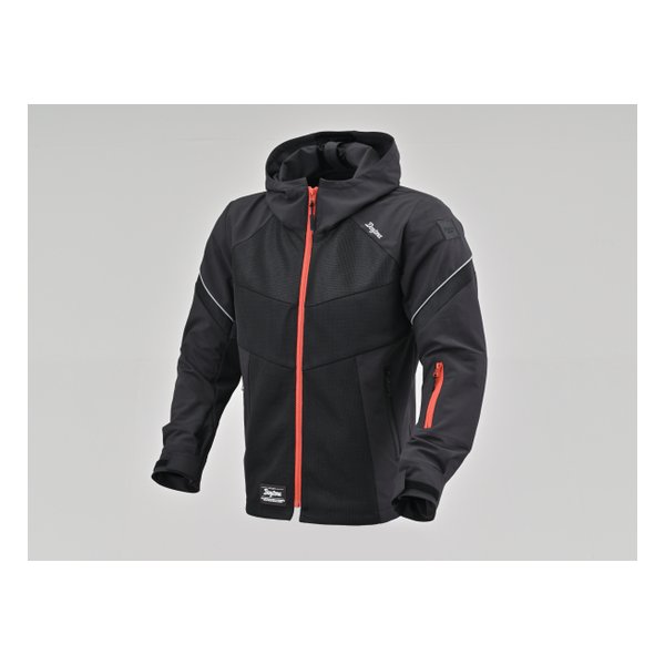 ハーフメッシュパーカー DJ-010 ソフトプロテクター付属 ブラック/レッド L D46829