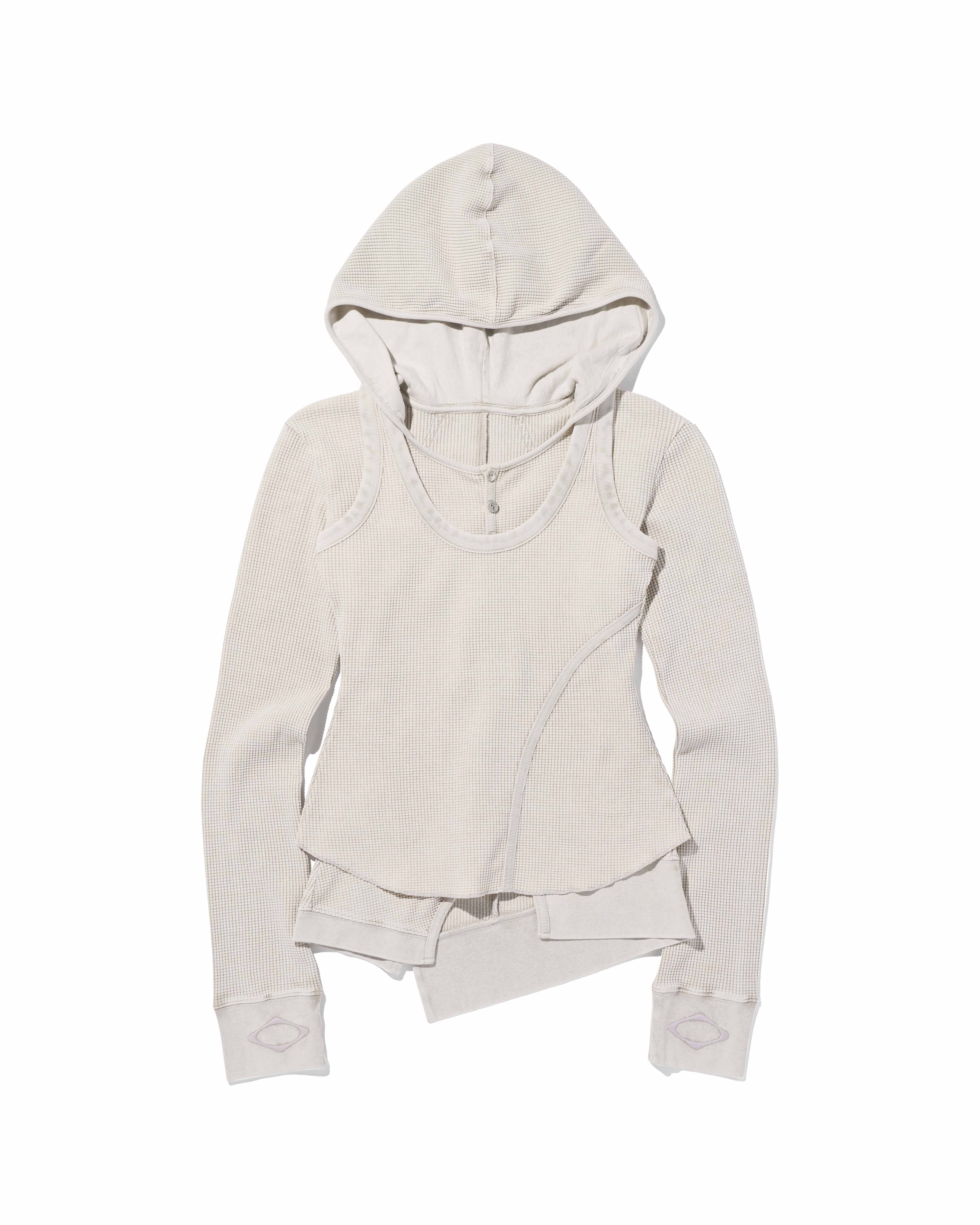 【MISCHIEF】 LAYERED WAFFLE HOODIE SET : BLEACHED BEIGE