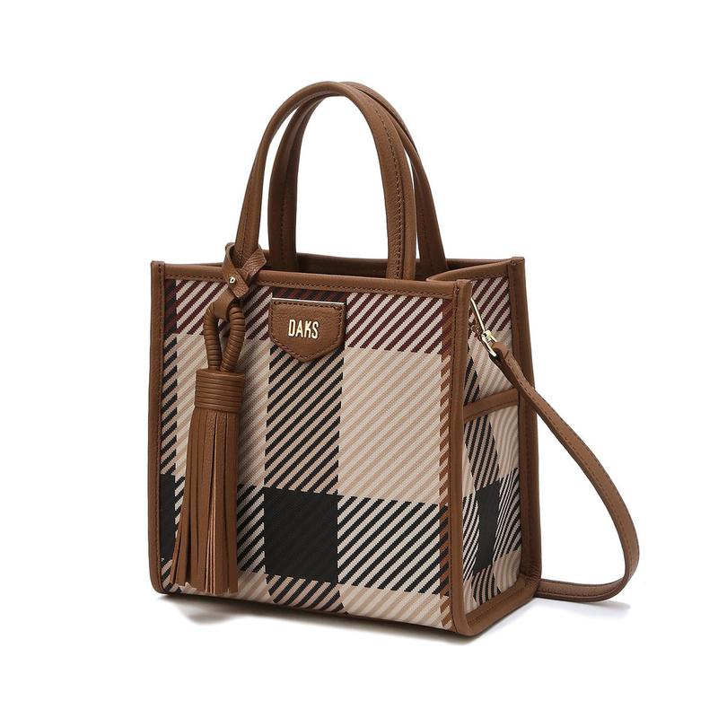 DCBA3F687W2[GREAT HOUSE CHECK PVC] ブラウン ビッグハウスチェック スモール トートバッグ