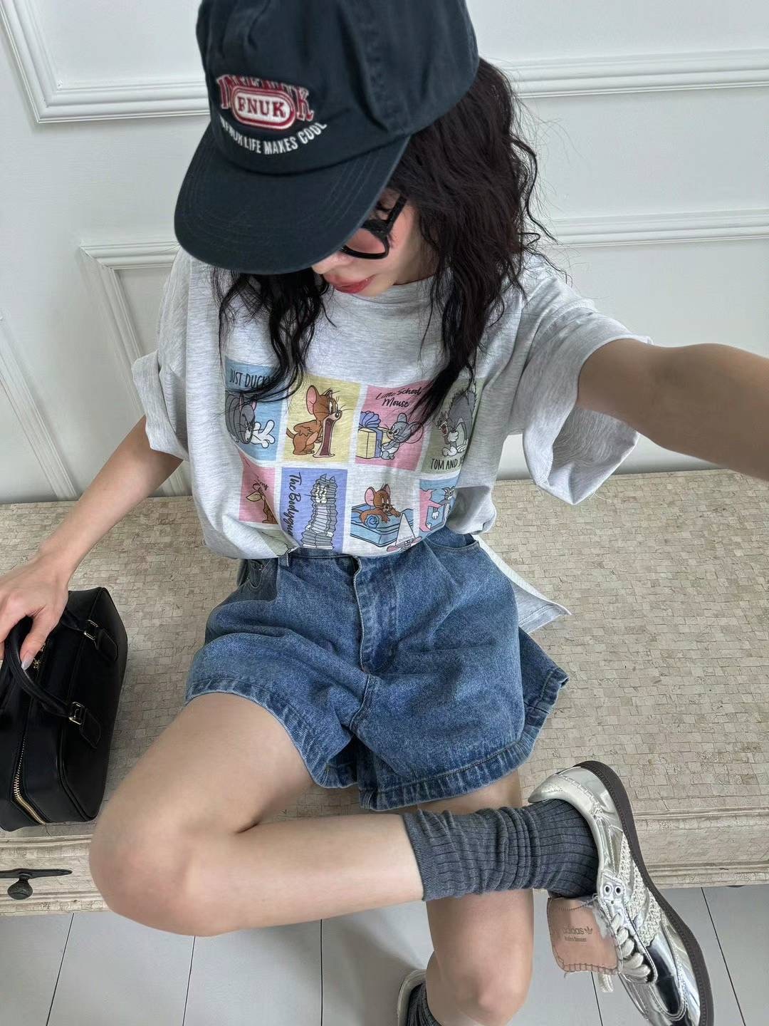 トムジェリカードデザインTシャツ/トムとジェリーT/キャラT